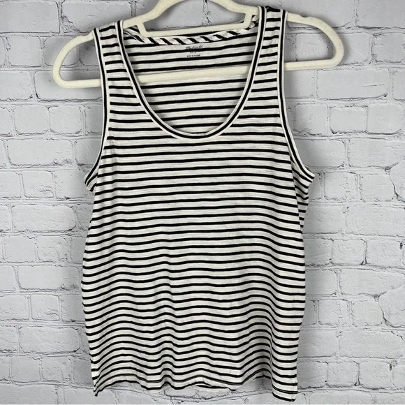MADEWELL black & white striped cotton tank top, size S - Picture 10 of 12
